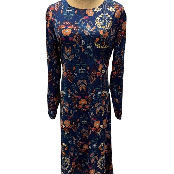 IMADALINE DRESS Blue Long Floral Dress,Boho, Size M, Has Extra Button on inside - Picture 1 of 11